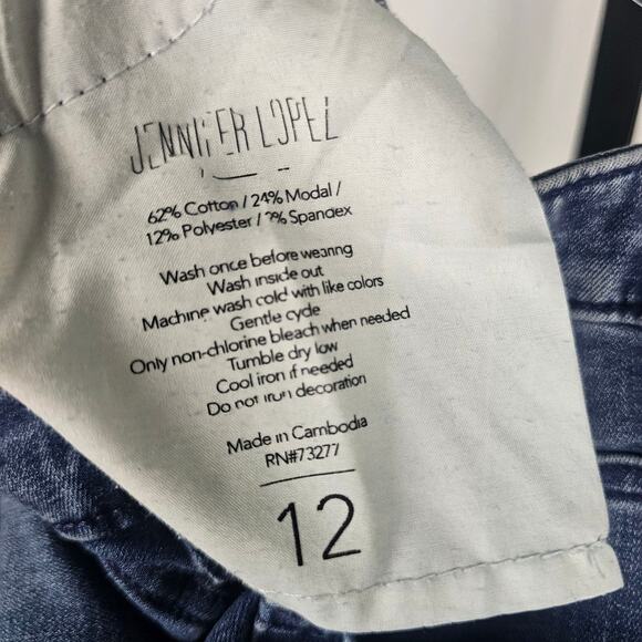 Jennifer Lopez Skinny Jeans Blue Distressed Mid Rise Stretch Denim Size 12 - Picture 6 of 6